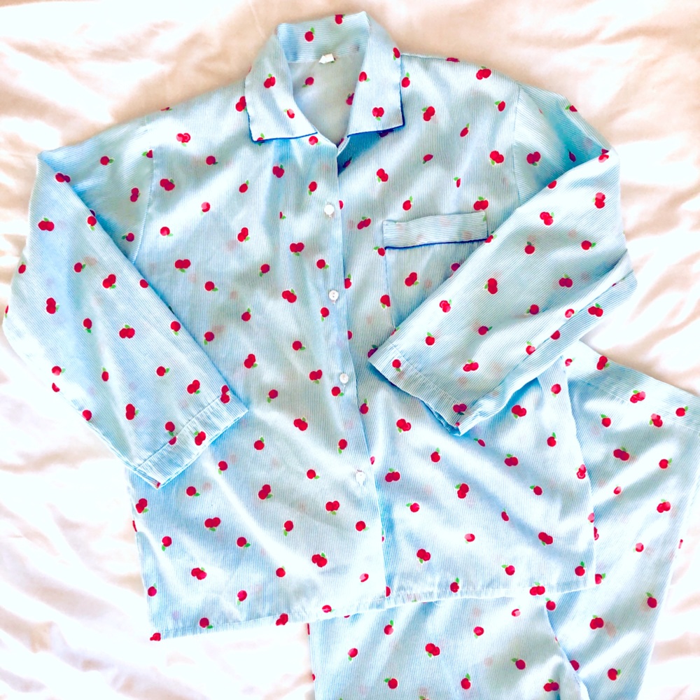 Vintage Apple Pinstripe Pajama Set